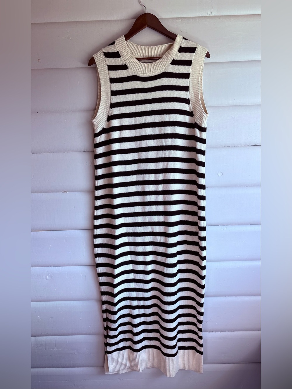 Part Two Cotton Linen Striped Knit Maxi Dress Scandinavian Minimalist Size L